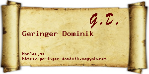 Geringer Dominik névjegykártya